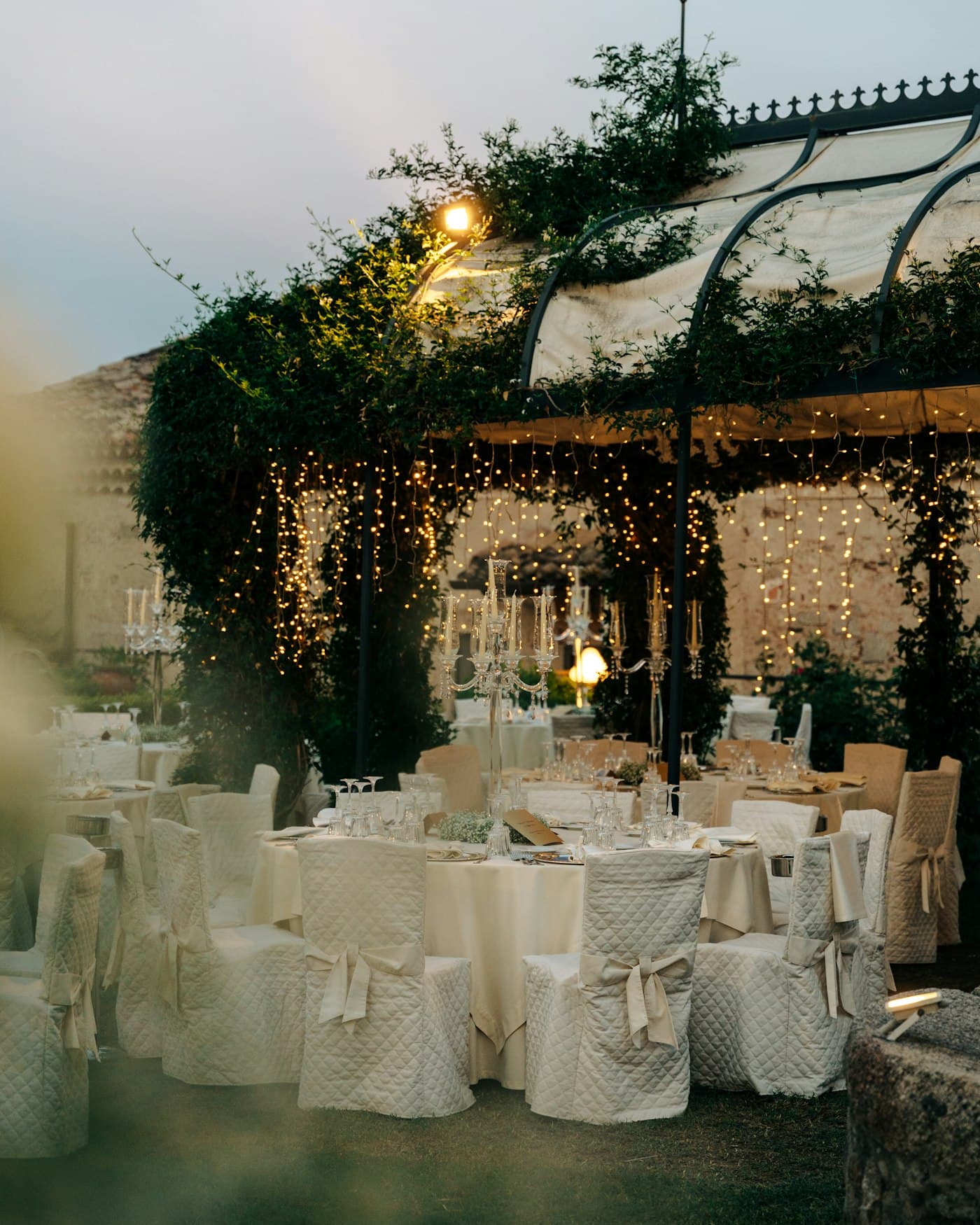 Dusk reception under the lights